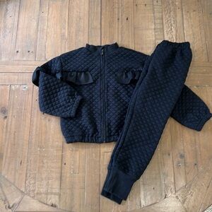 Habitual girls Jada black quilted jogger set